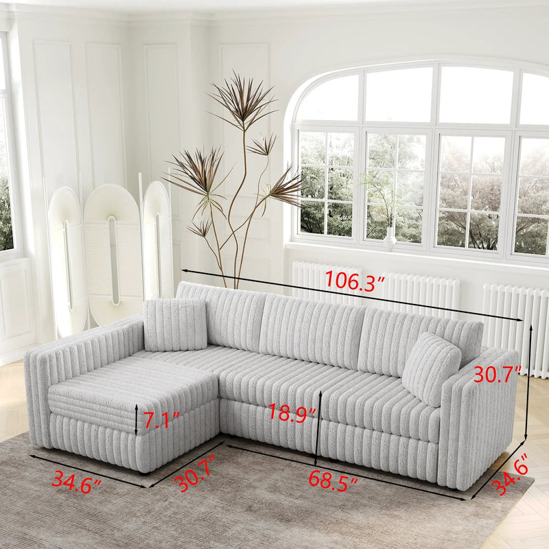 106.3" Soft L-shaped 4-Person Sofa by HouseOfZazla