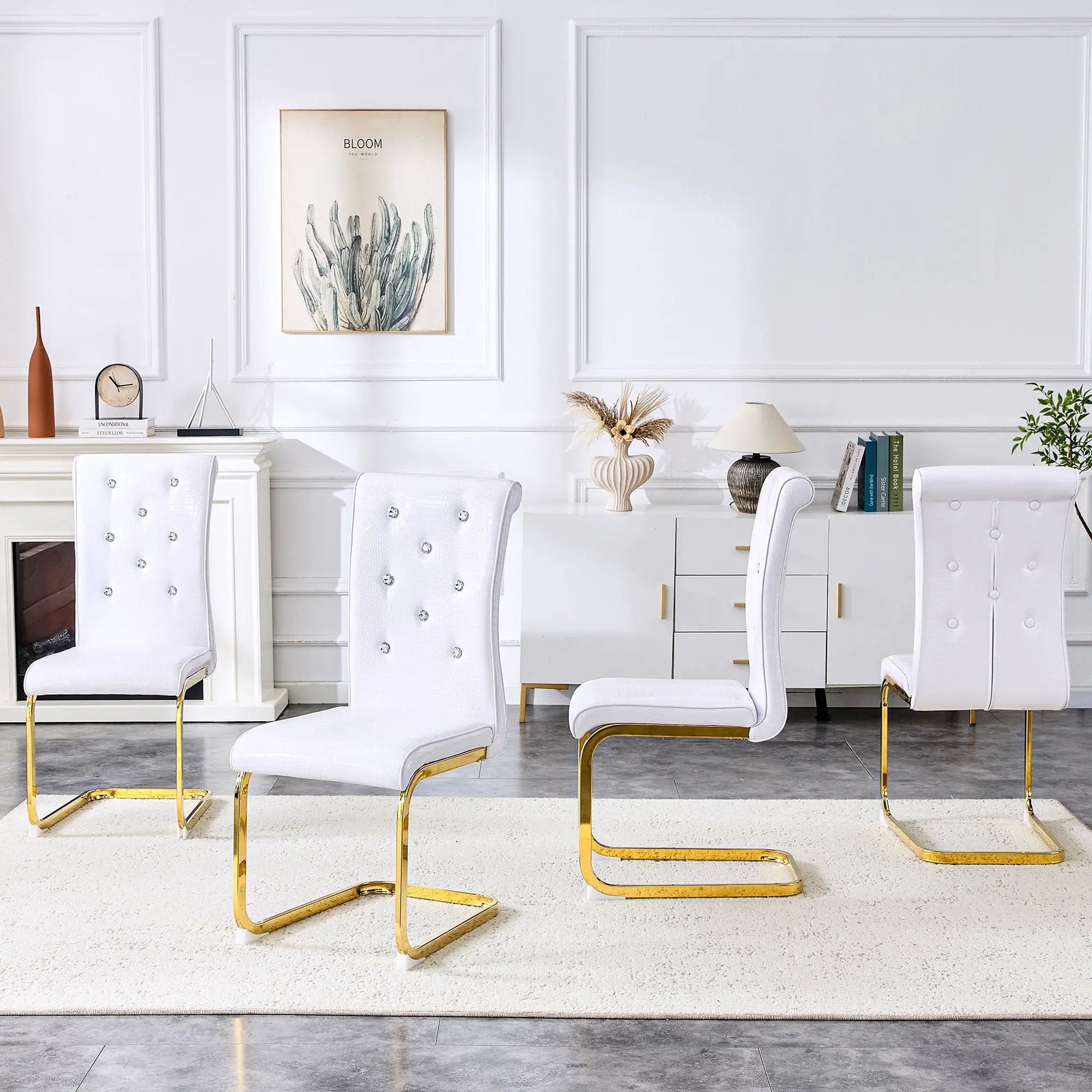 Elegant Design Alligator Skin Upholstered Dining Chairs by Unique Piece Furniture