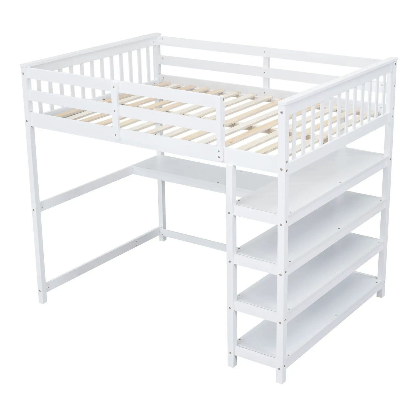 Loft Bed With Storage Shelves And Under Bed Desk by HouseOfZazla