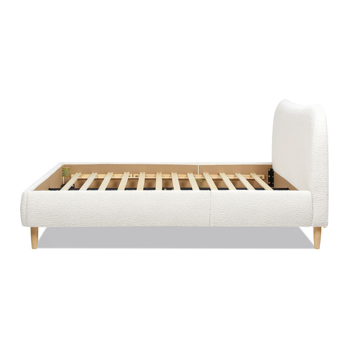 Curved Headboard Upholstered Platform Bed with Mattress Support - Black, White, Dark Green, photo 30 of 40