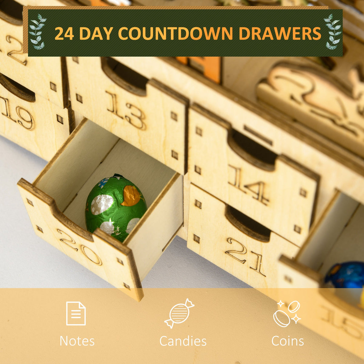 Christmas Advent Calendar,Countdown to Christmas Table Decoration with Lights, Battery Operated, photo 6 of 8