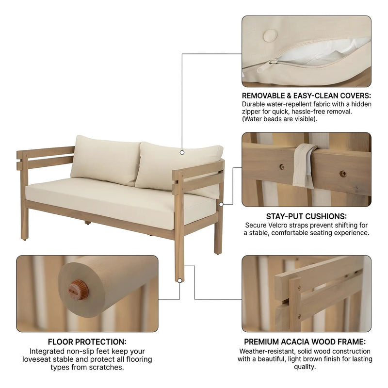 4-Piece Acacia Wood Patio Furniture Set by HouseOfZazla