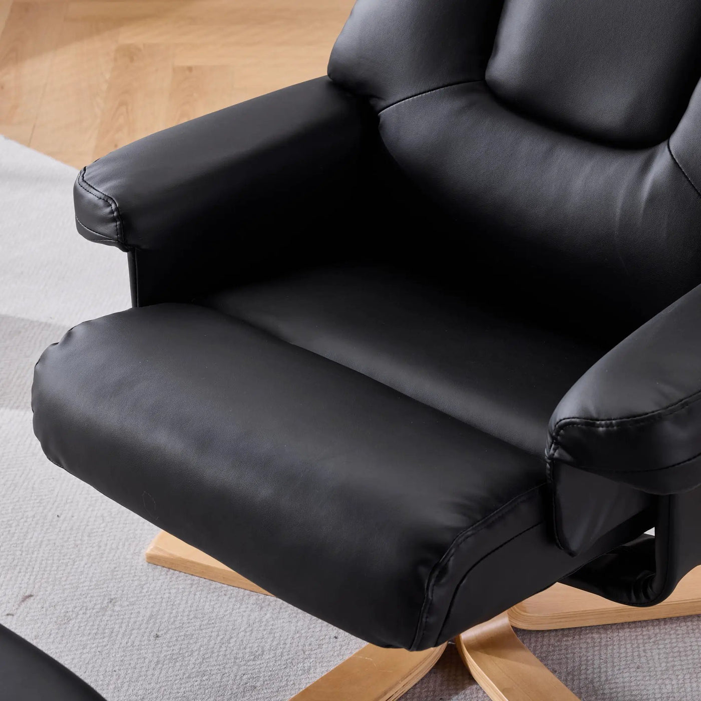 Upholstered Heated Massage 360° Swivel Accent Chair With Ottoman by HouseOfZazla