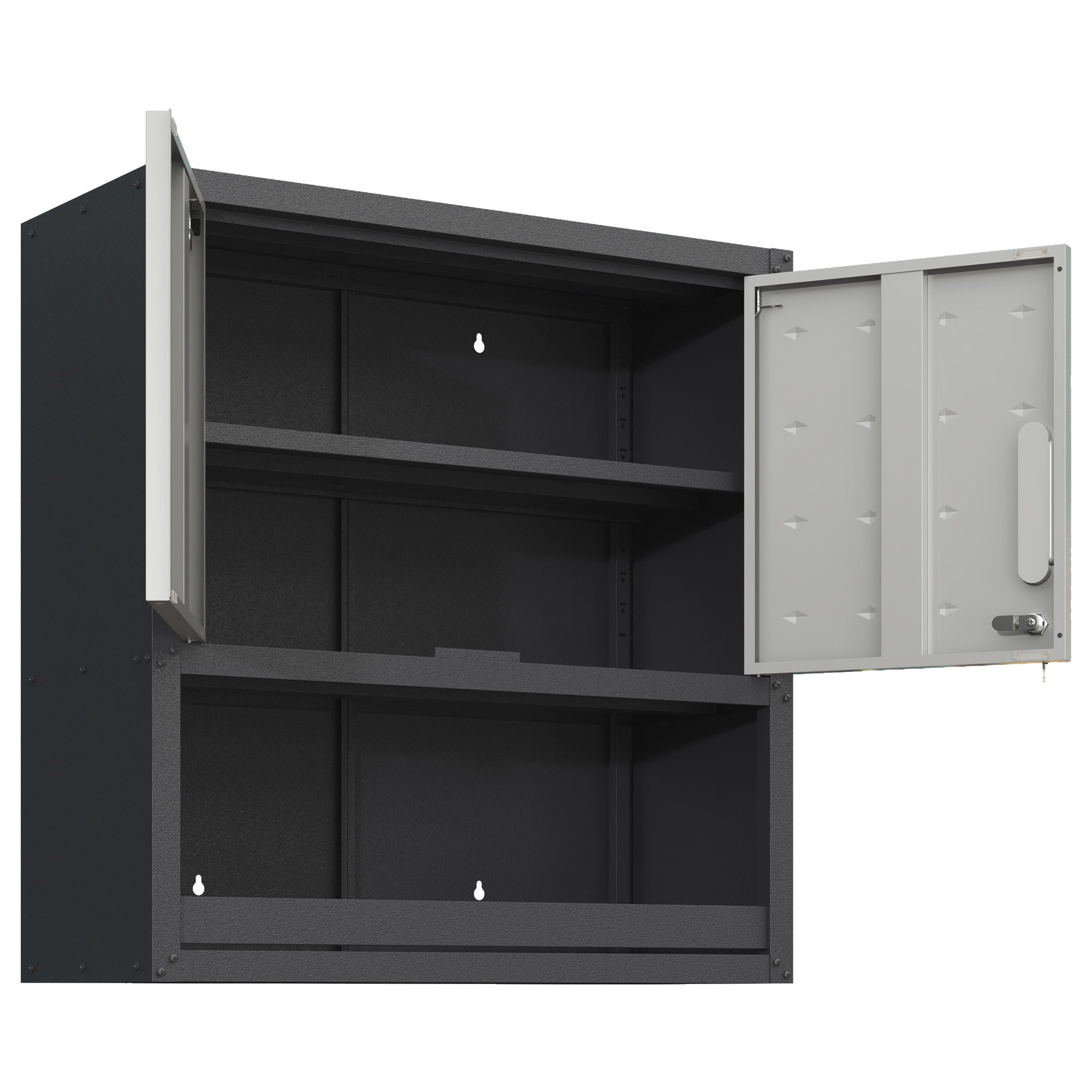 Metal Wall Mounted Tool Storage Cabinet With Locking Door, 1 Shelf & 1 Drawer by HouseOfZazla