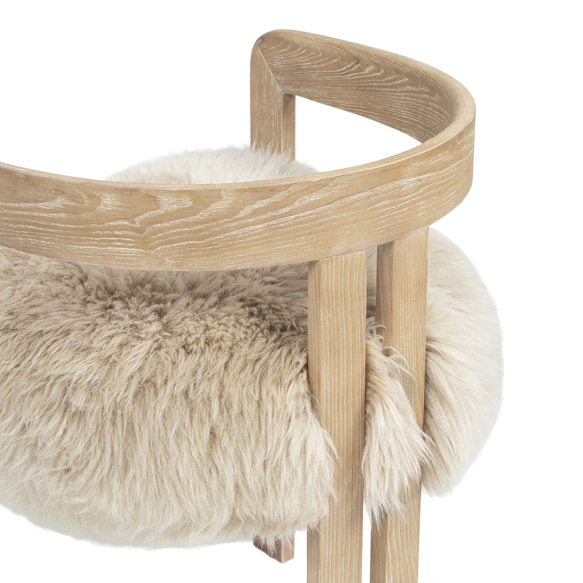 Low Back Dining Chair with Genuine Sheepskin Upholstery - Natural Blonde, photo 4 of 8
