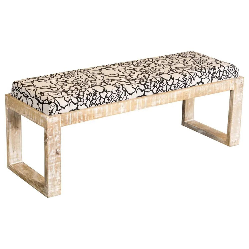 Aiden Fabric Upholstered Accent Bench Distressed White by Unique Piece Furniture
