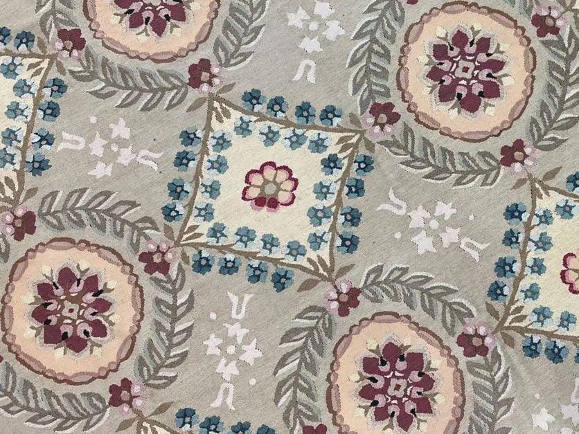 9x13 Needlepoint Carpet, French Design Rug, Hand-Knotted, Brand New Needlepoint Rug 9 x 13, English French European Style, Beige Floral by Jewel Rugs