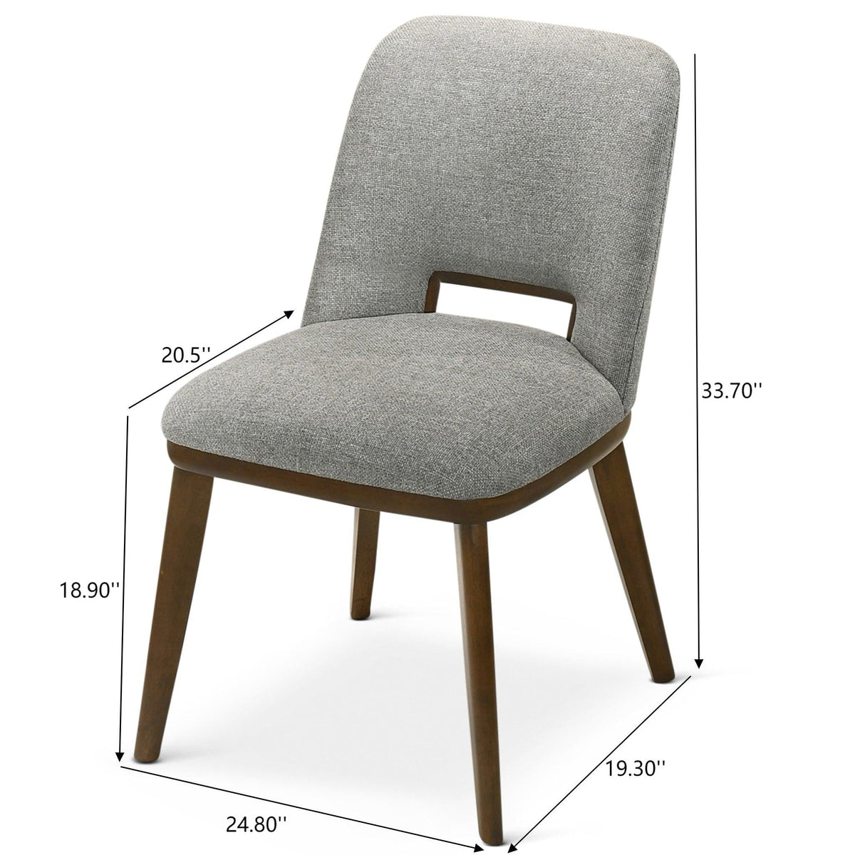 Modern Dining Chair Set of 2 with Walnut Base - Gray or Dark Gray, photo 15 of 31
