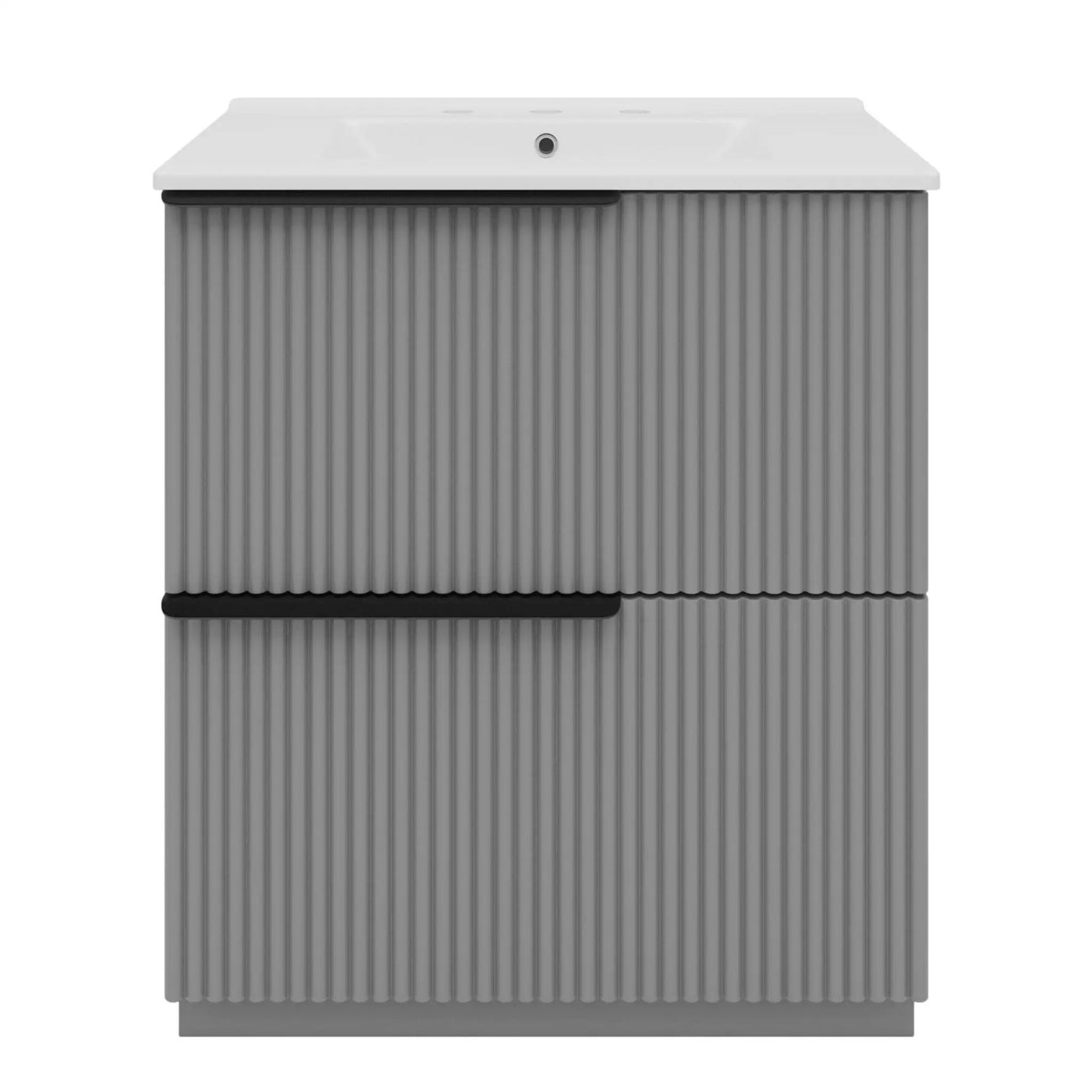 Fluted Bathroom Vanity With Ceramic Sink, Freestanding Cabinet by HouseOfZazla