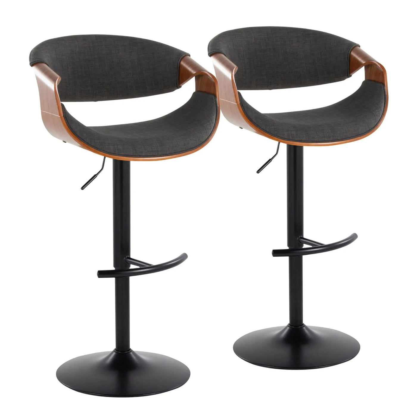 Curvo - Mid Century Modern Adjustable Barstool With Swivel & Rounded T Footrest (Set of 2) by HouseOfZazla