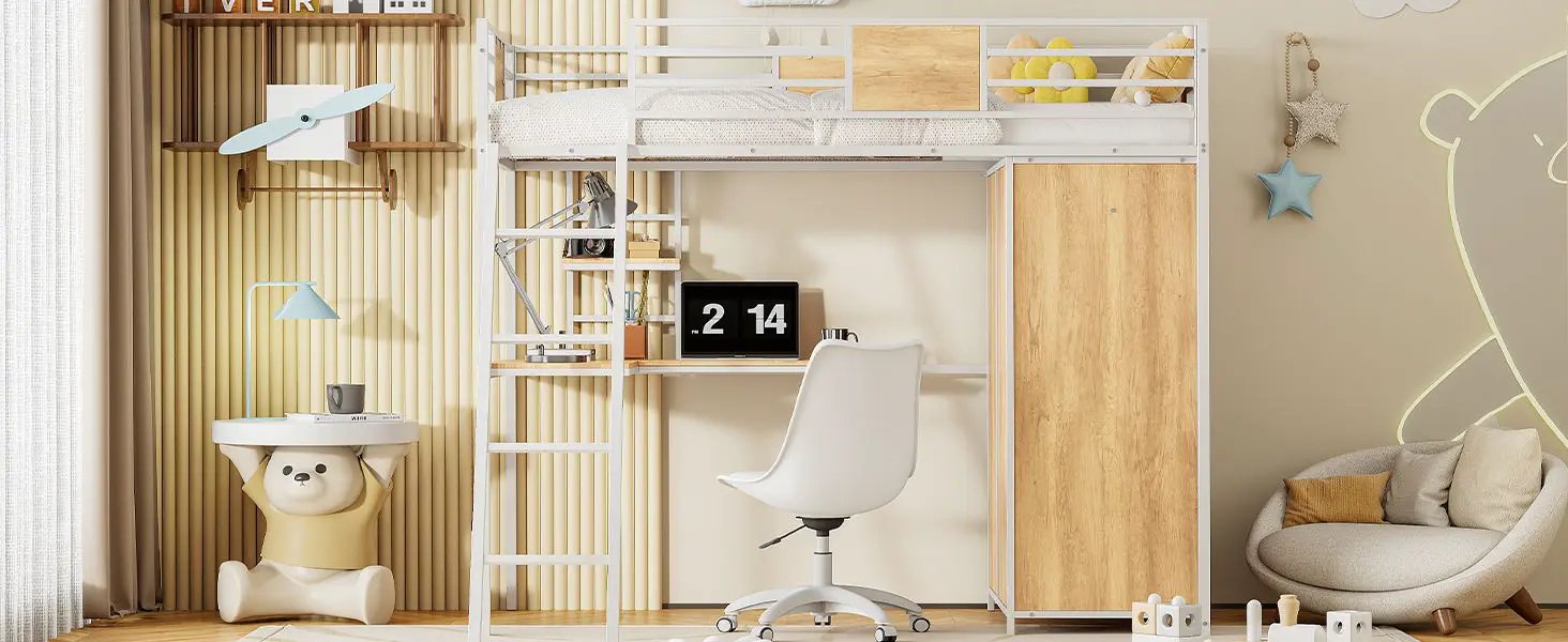 Loft Bed With L Shape Desk And Wardrobe by HouseOfZazla