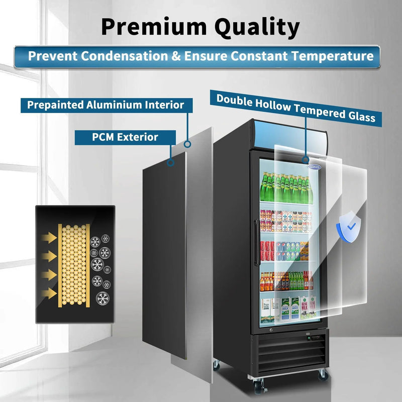 Glass Door Merchandiser Refrigerator Swing Door Commercial Display Refrigerators Merchandising Refrigeration With LED Top Panel by HouseOfZazla