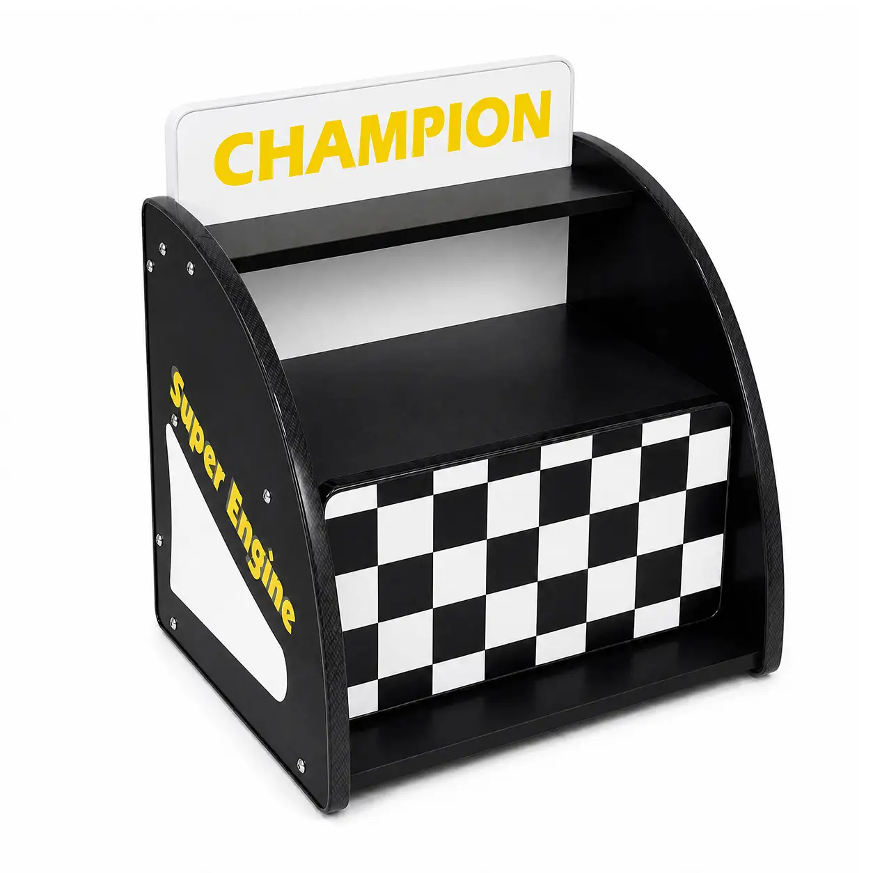 Kids Racing Car Nightstand with Open Storage Shelf by HouseOfZazla