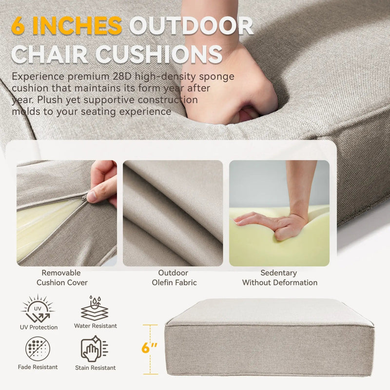 6" Thicker Outdoor Chair Cushion Set - Waterproof & Durable by HouseOfZazla
