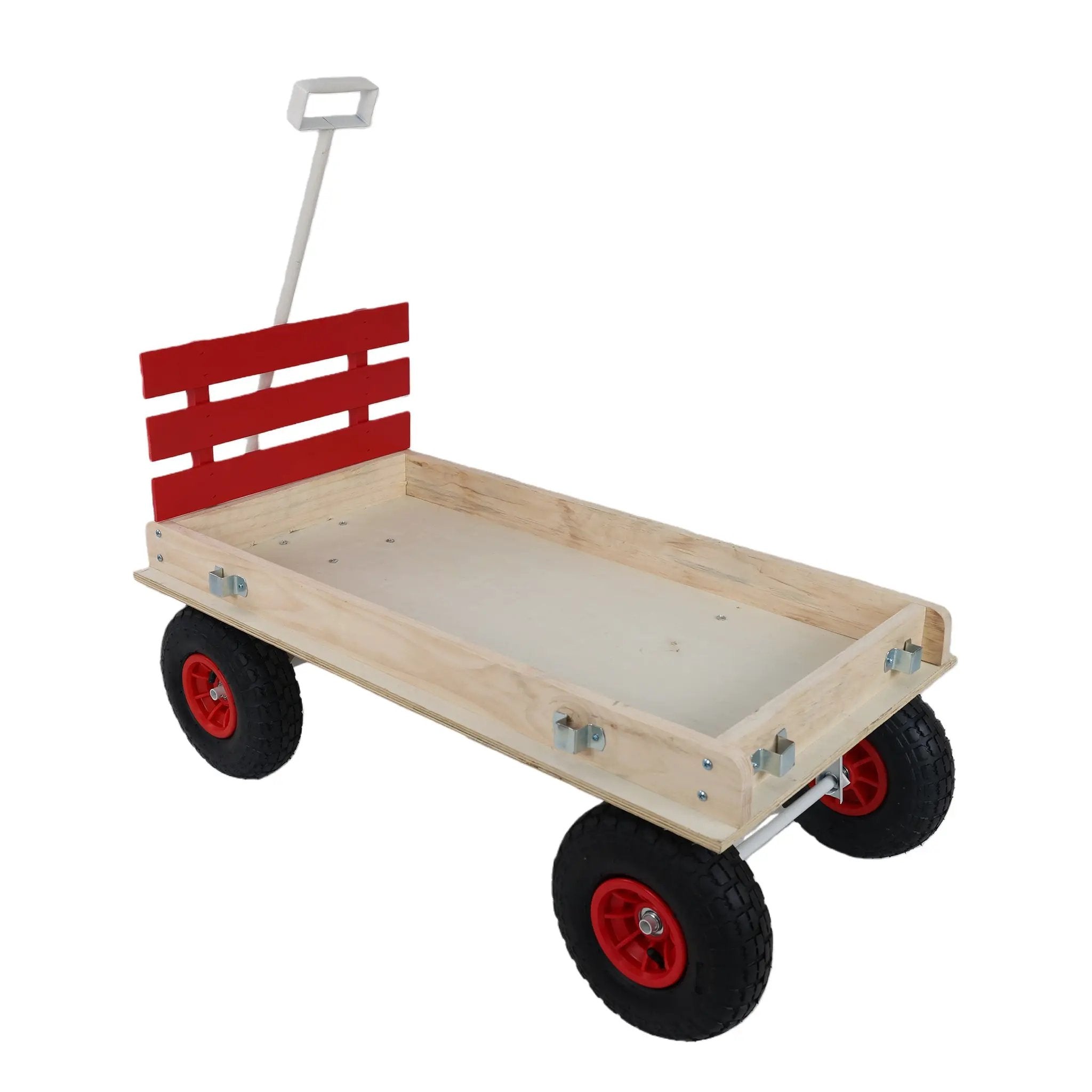 Red Wooden Wagon Cart with Folding Handle by HouseOfZazla