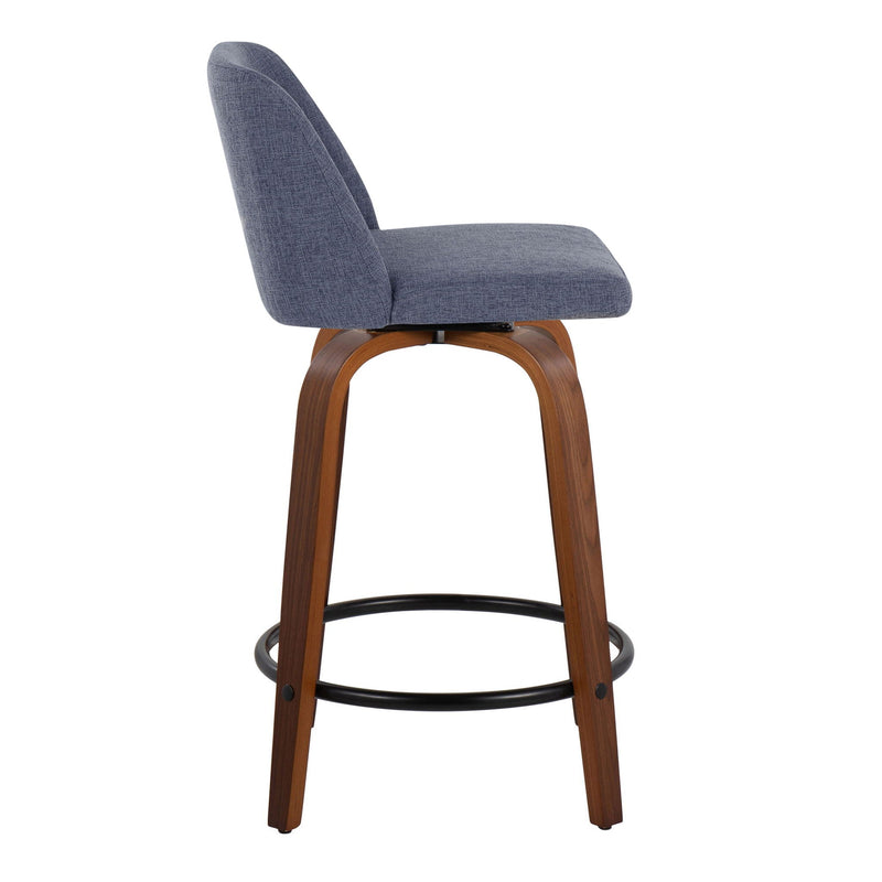 Toriano - Mid Century Modern, Fixed Height Counter Stool & Swivel And Round Footrest (Set of 2) by HouseOfZazla