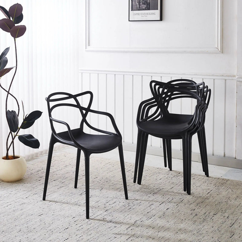 Dining Chair Set of 4 - Black Plastic by HouseOfZazla