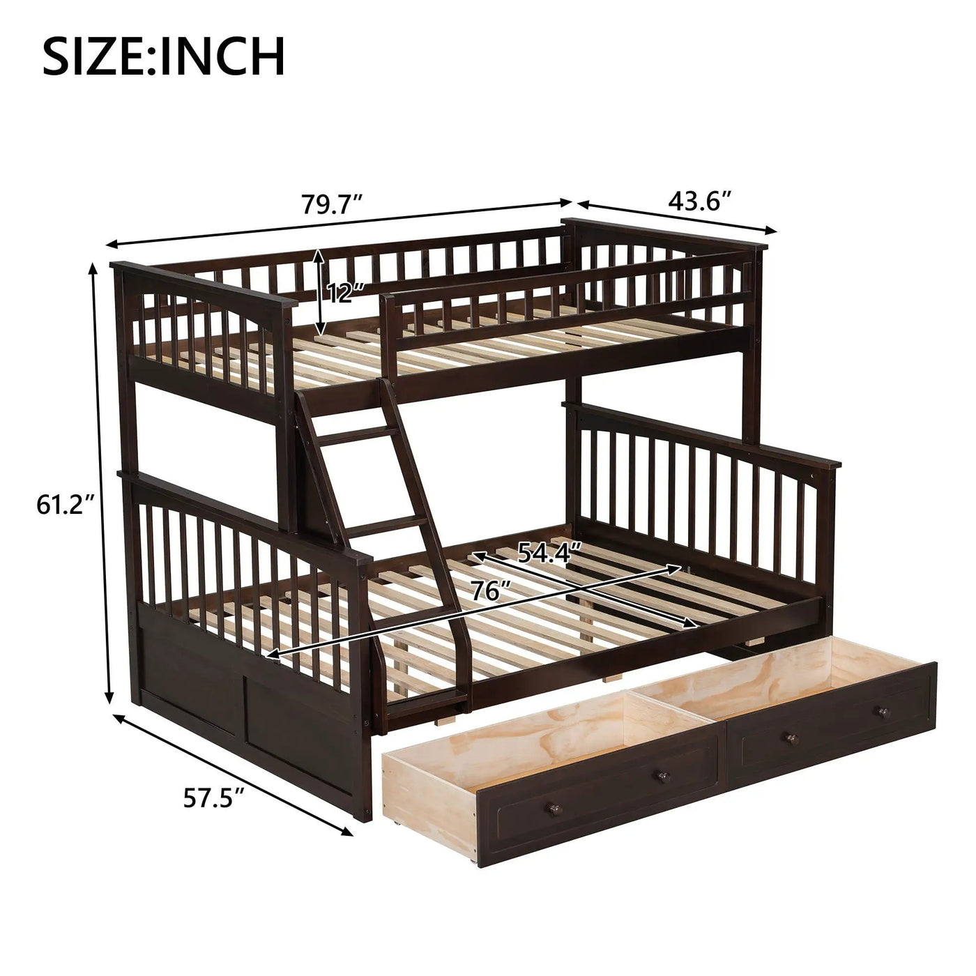 Bunk Bed With Drawers, Convertible Storage Bed by HouseOfZazla