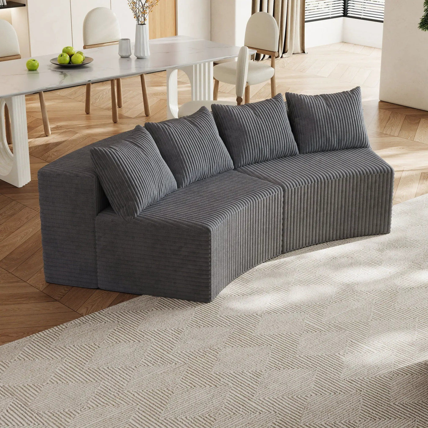 Curved Sectional Sofa With 4 Pillows, Modular Semi Circular Design by HouseOfZazla