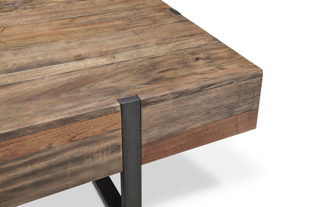 Prescott - Modern Reclaimed Wood Rectangular Cocktail Table - Rustic Honey, photo 5 of 5