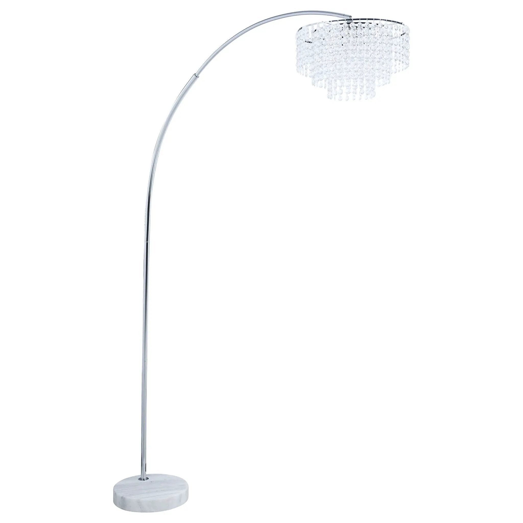 Shirley 86-inch Hanging Crystal Arc Metal Floor Lamp Chrome by Unique Piece Furniture