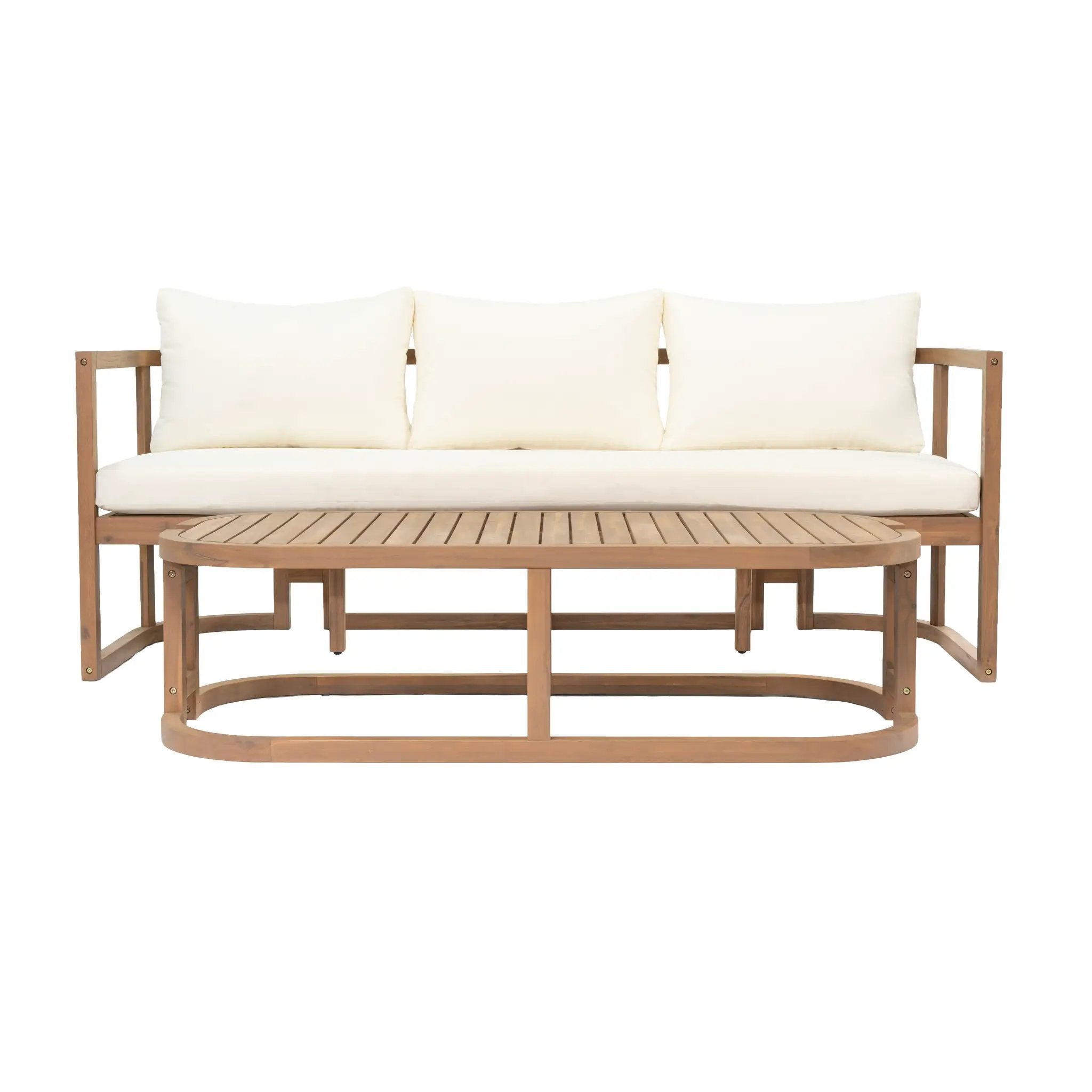TOPMAX 4-Piece Modern Acacia Wood Sofa Set by HouseOfZazla