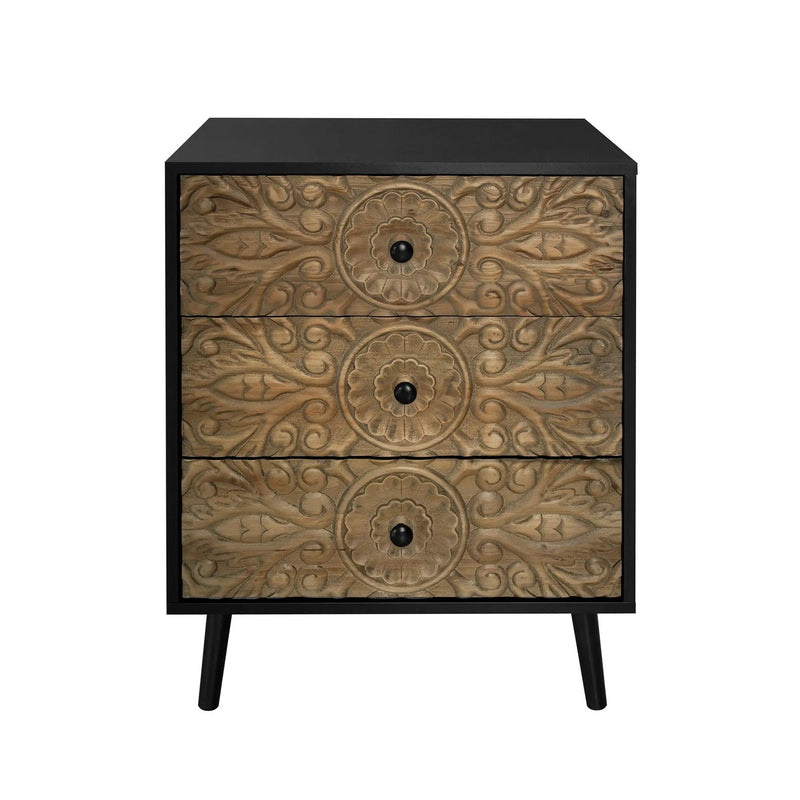 3 Drawer Cabinet, Suitable For Bedroom - Black by HouseOfZazla