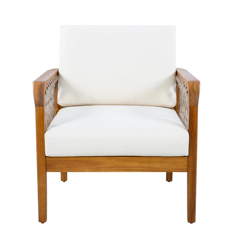 Outdoor Acacia Wood Club Chair with Handwoven Rope (Set of 2) by HouseOfZazla