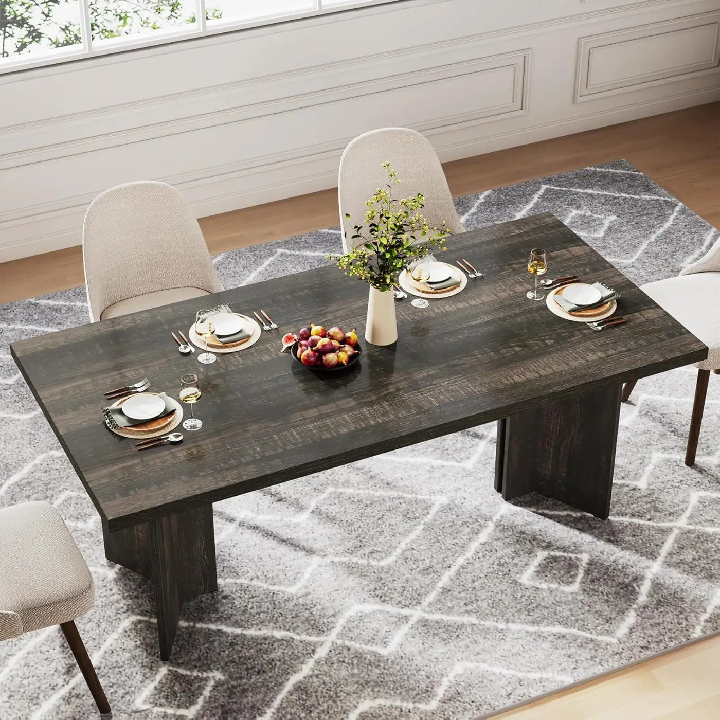 Dining Table For 4 - 6 People, Kitchen Table With Thick Top by HouseOfZazla
