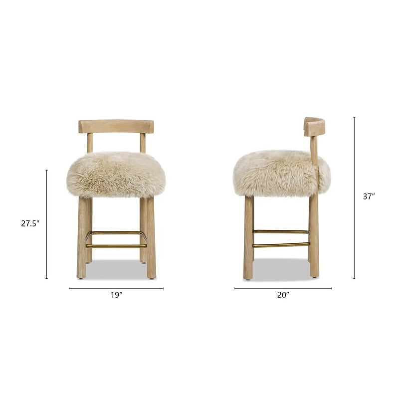 Arden 27.5 Genuine Fur Counter Height Bar Stool by HouseOfZazla