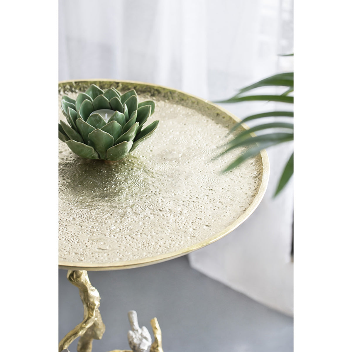 Contemporary Shiny Side Table with Tree Branch Design - Gold, photo 4 of 10