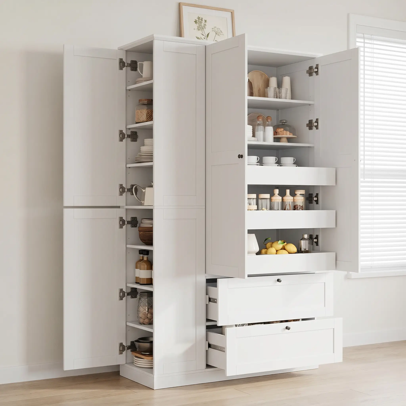 TOPMAX 73.6" Tall Farmhouse Kitchen Pantry Cabinet with 8 Shelves by HouseOfZazla