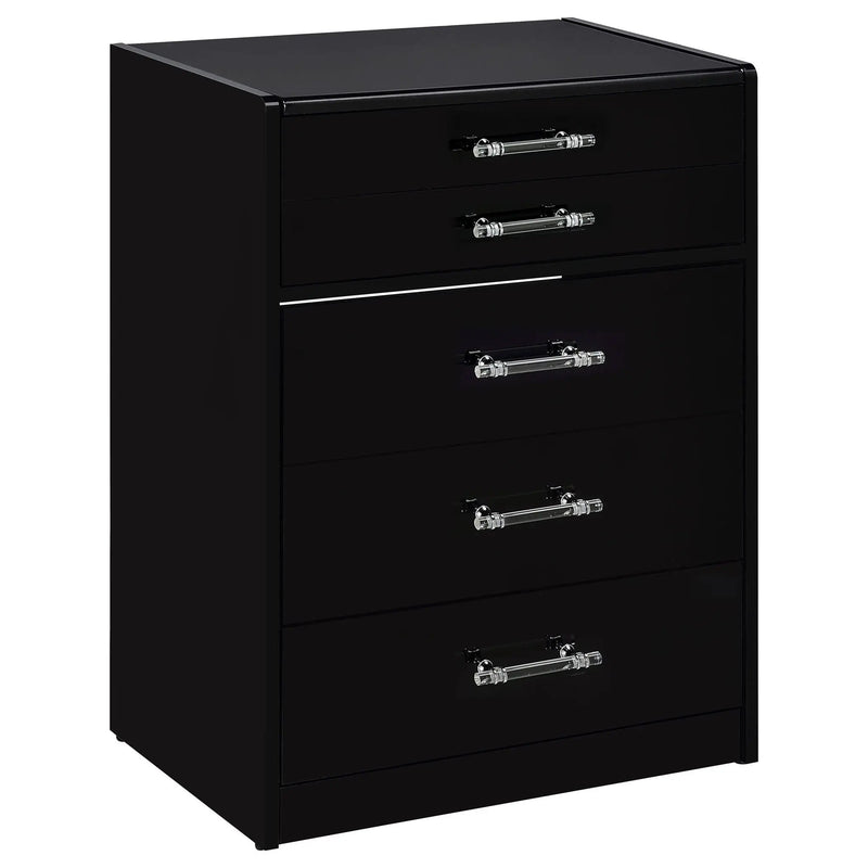Danbury 3-drawer Makeup Vanity & Stool Set Black High Gloss by Unique Piece Furniture