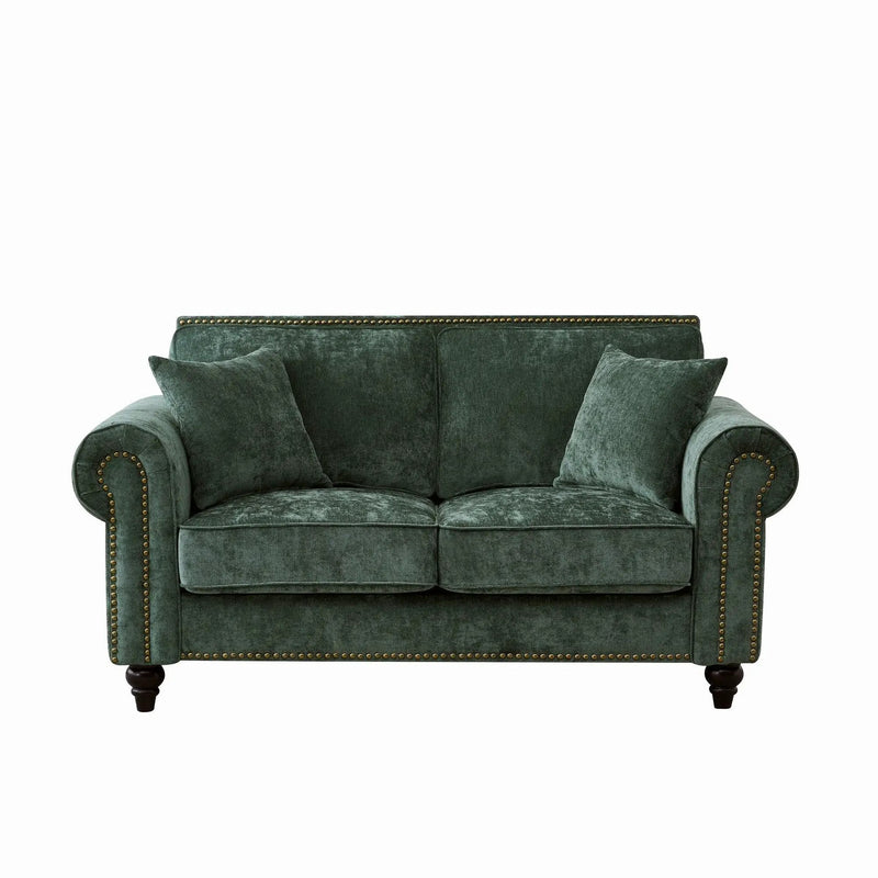 2 Seater Sofa With Rolled Arms, Tufted Upholstered Couch by Unique Piece Furniture