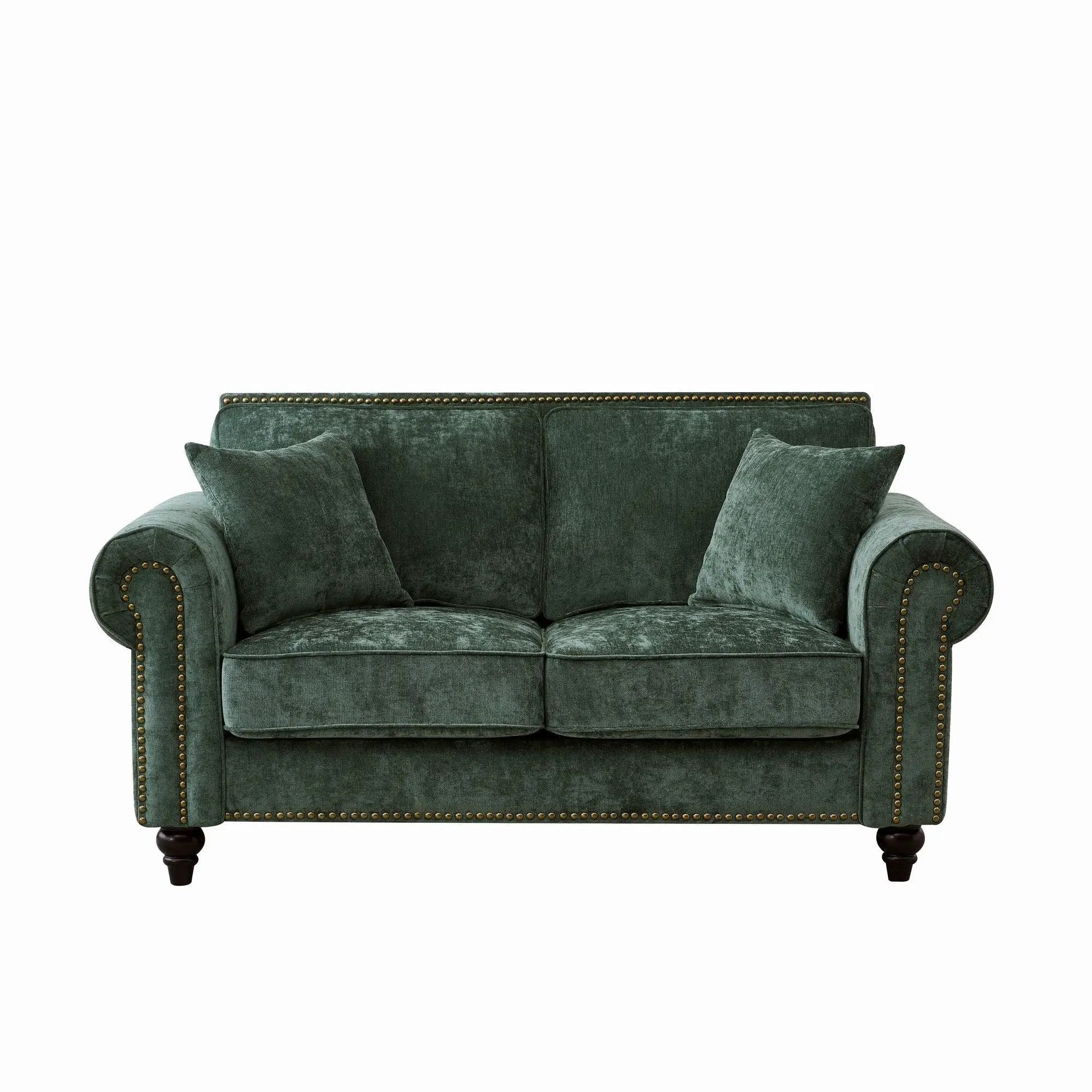 2 Seater Sofa With Rolled Arms, Tufted Upholstered Couch by HouseOfZazla