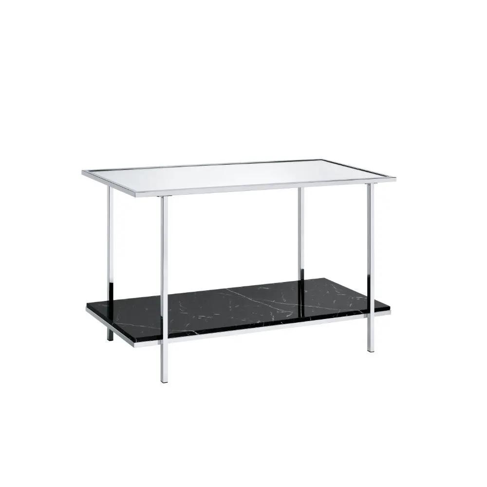 Angwin - Console Table - Mirrored, Faux Marble Top & Chrome by Unique Piece Furniture