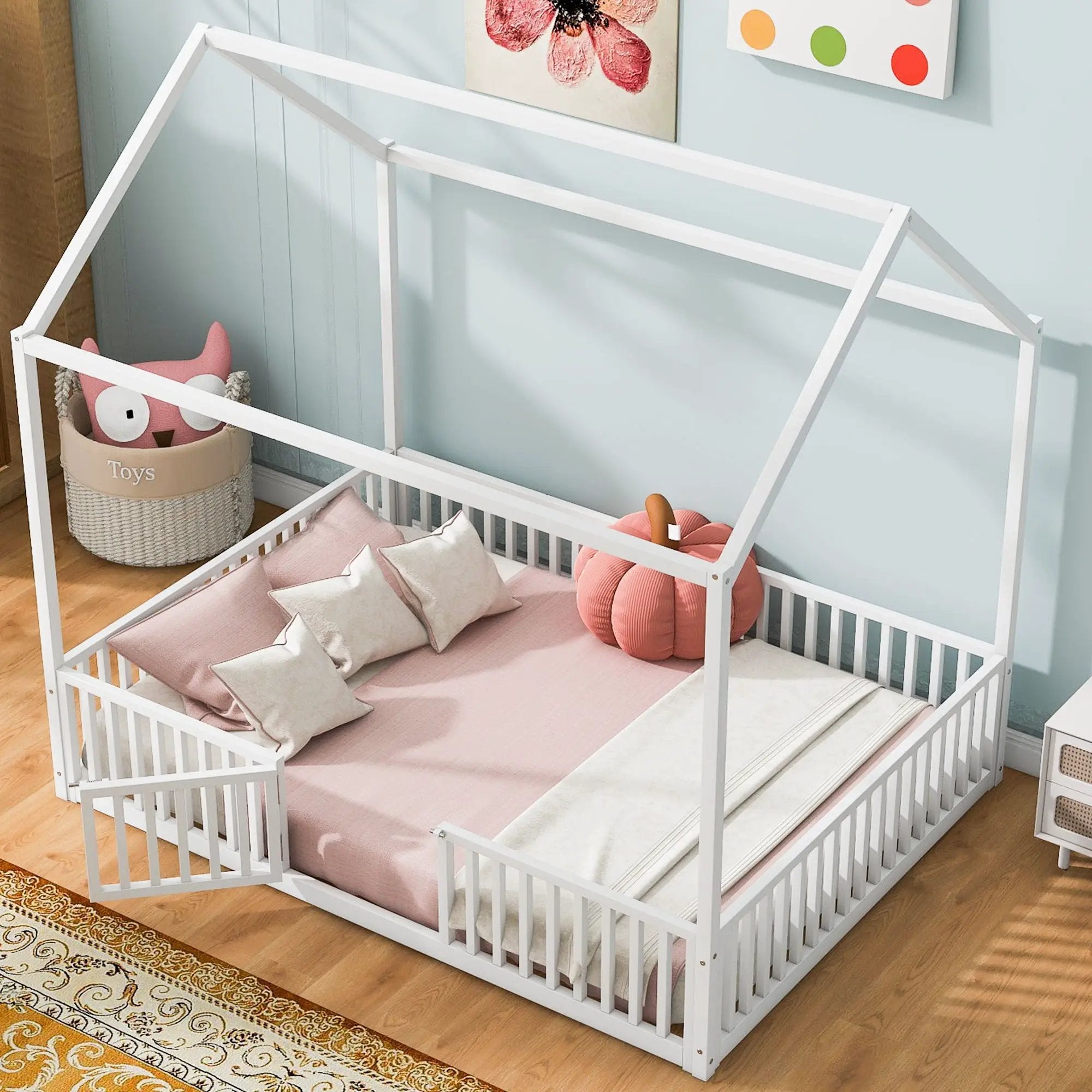 Metal House Bed With Fence And Door by HouseOfZazla