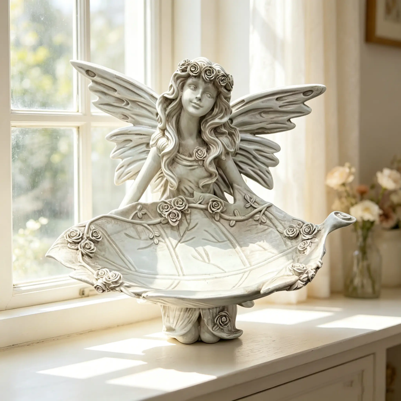12.80" High Garden Fairy Figurine with Leaf Tray by HouseOfZazla
