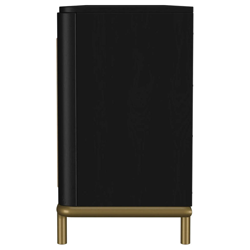 Arini Rattan Cane 2-door TV Stand Media Console Black by Unique Piece Furniture