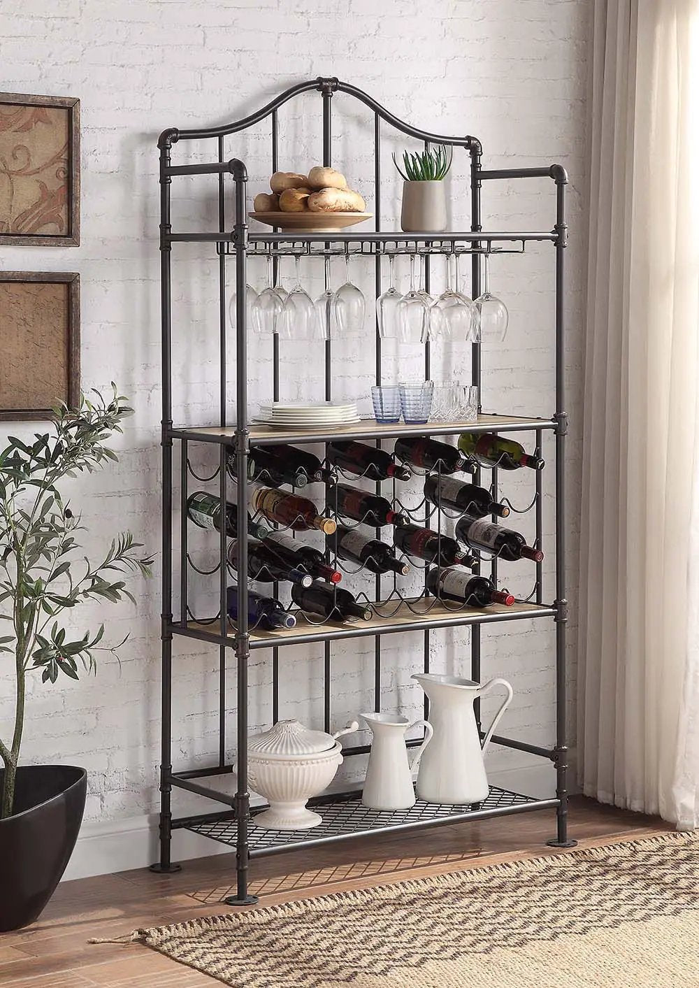 Edina - Wine Rack - Oak & Sandy Black by Unique Piece Furniture