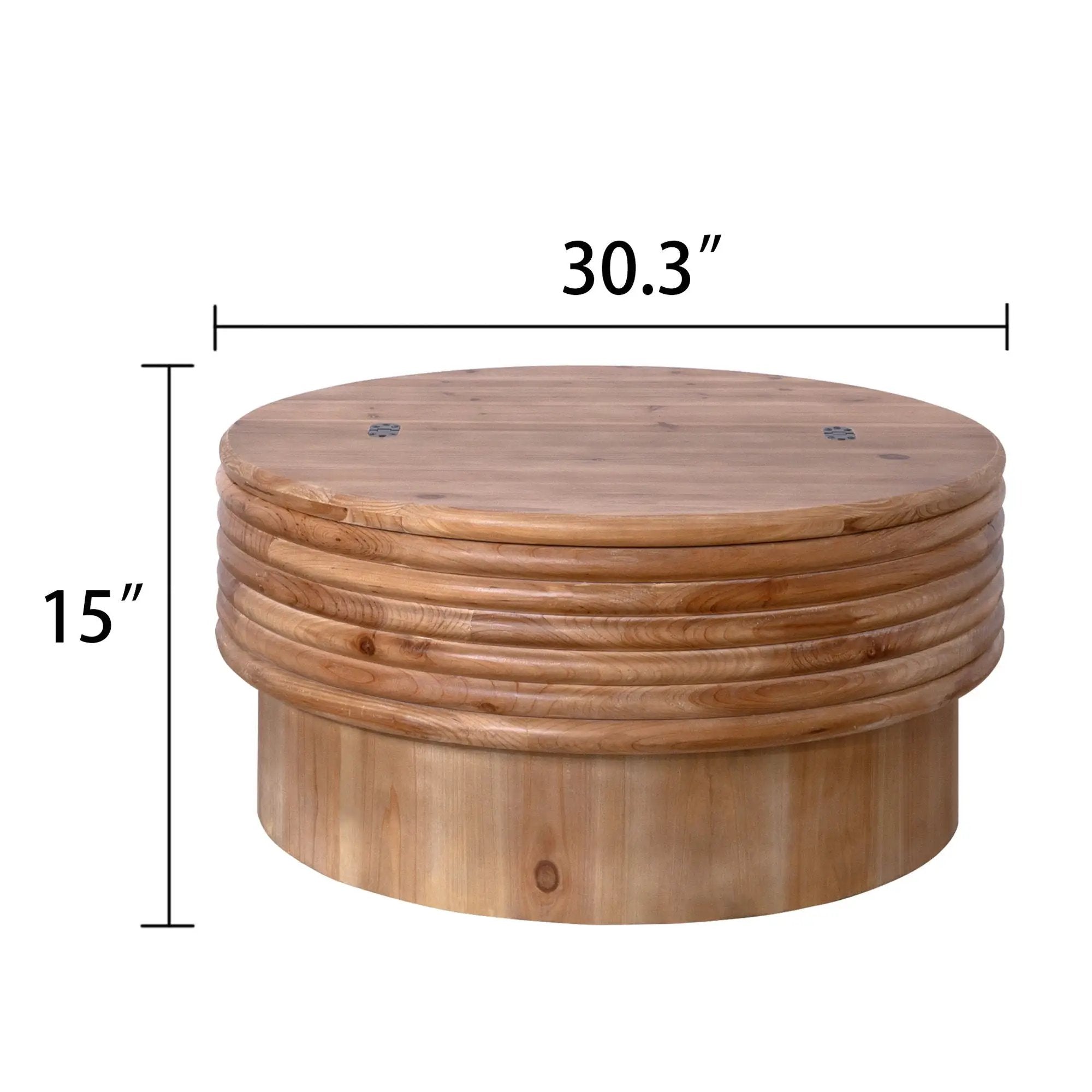 Round Wooden Coffee Table With Hidden Storage, Modern Rustic Centerpiece For Living Room - Multi / Natural / Rustic by Unique Piece Furniture