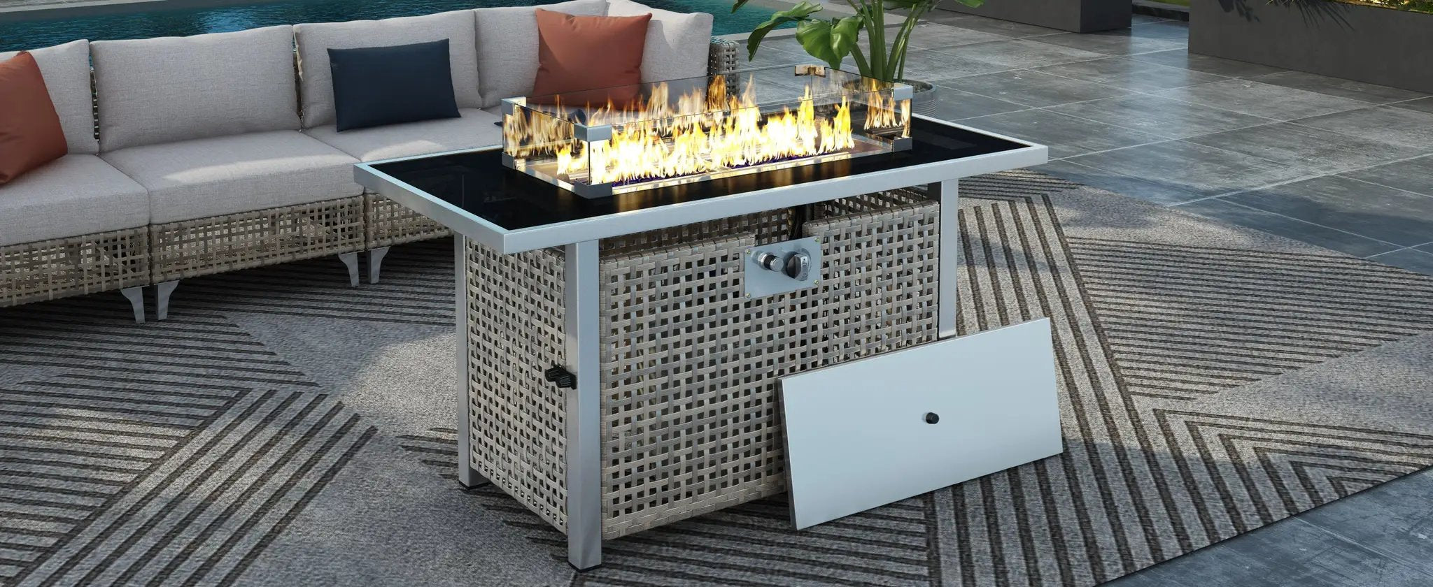 K&K 43' Propane Gas Fire Pit Table, Grey by HouseOfZazla