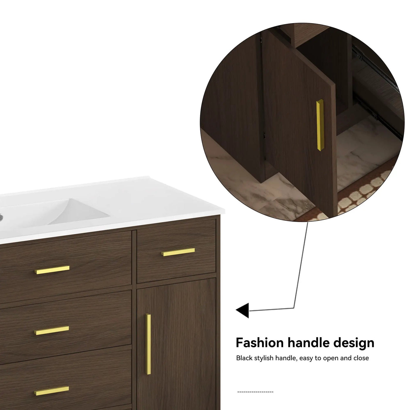 Bathroom Vanity With Abundant Storage 2 Soft Close Doors And 6 Drawers by HouseOfZazla