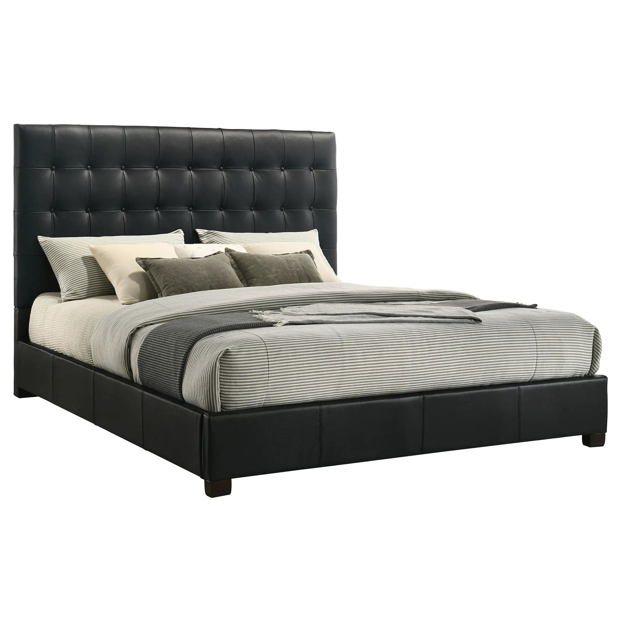 Medley Genuine Leather Eastern King Platform Bed Black by Unique Piece Furniture