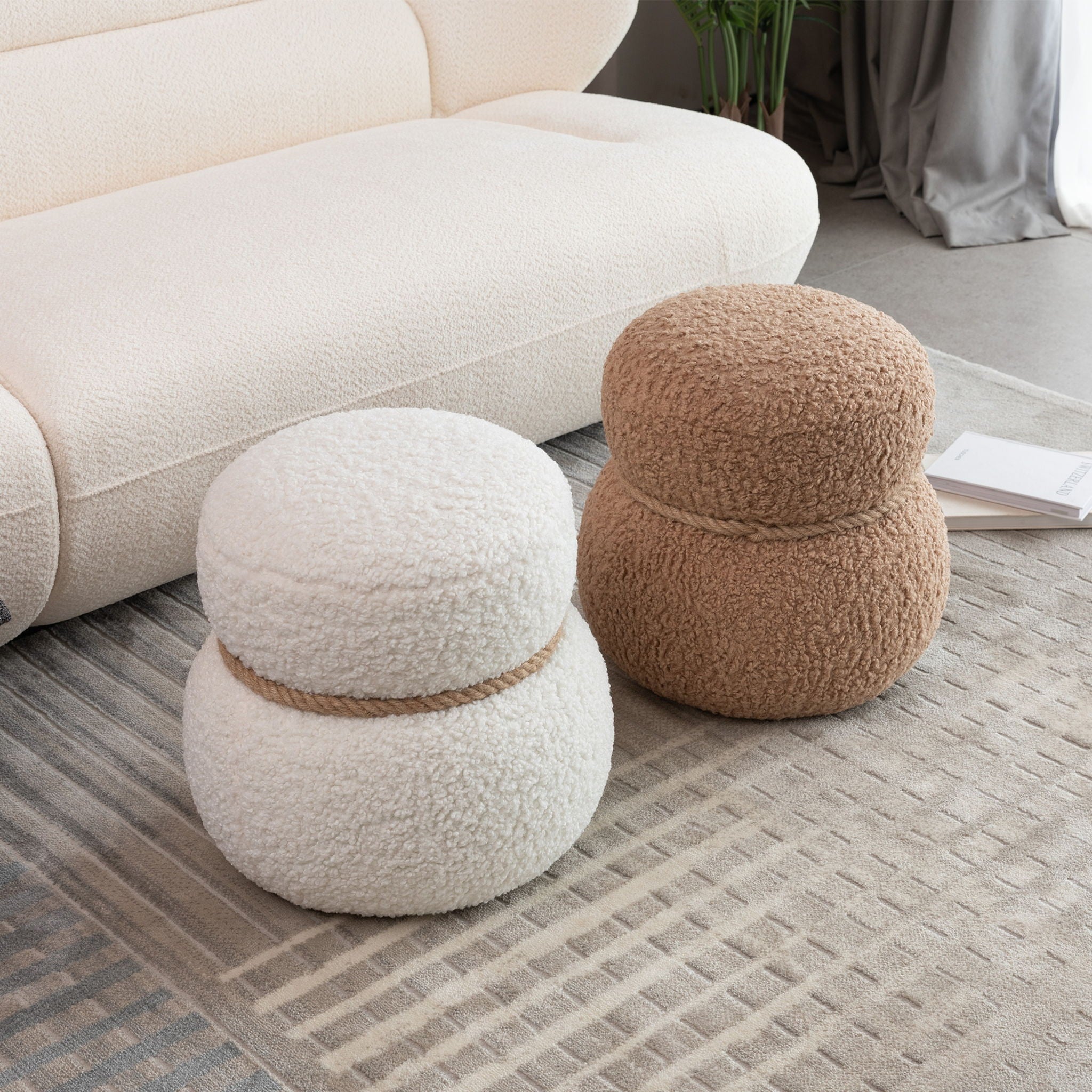 Snowman Stool With Cushion And Solid Wood Frame by HouseOfZazla