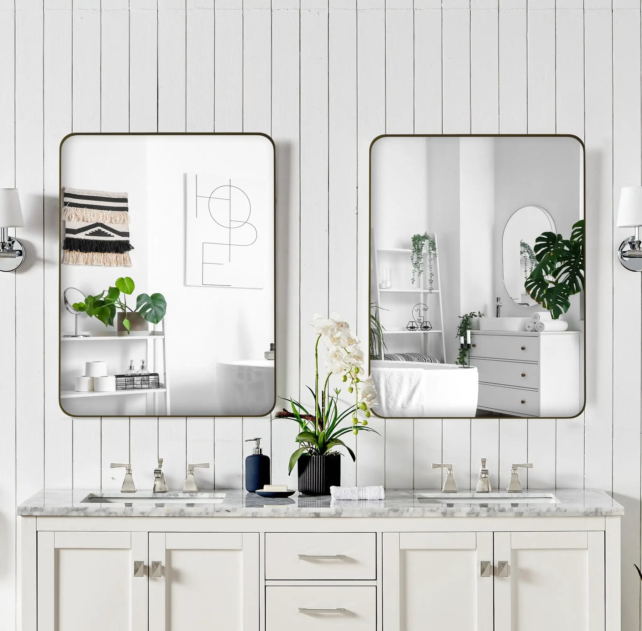 Wall Mirror Rectangular Mirror Metal Framed Mirror Vanity Mirror Dressing Mirror, For Bathroom, Living Room, Bedroom by HouseOfZazla