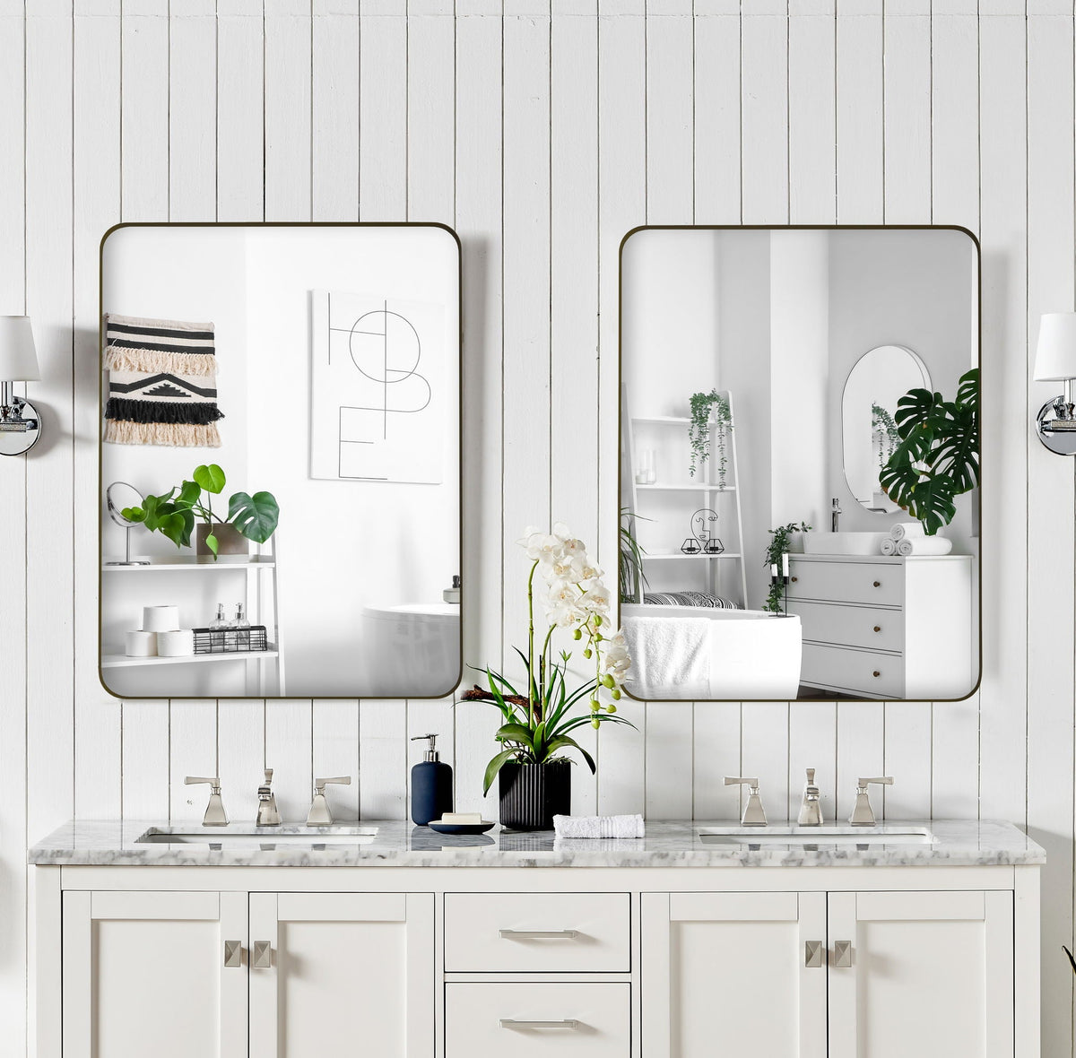 Rectangular Metal Framed Wall Mirror with Modern Design - Black, photo 12 of 23