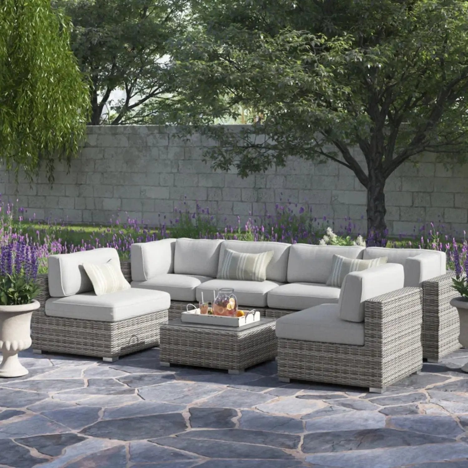 Outdoor Wicker Seating Group With Cushions by Unique Piece Furniture