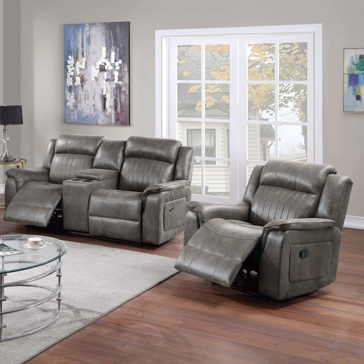 Contemporary Living Room Set, Horizontal And Vertical Tufting by HouseOfZazla
