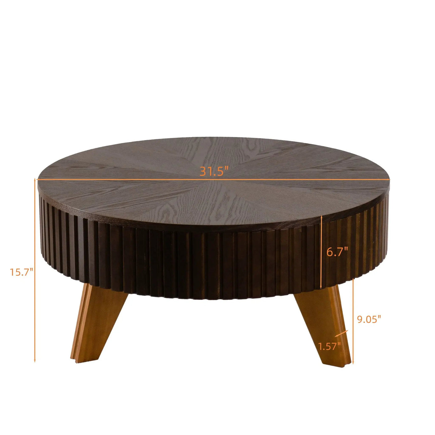 Round Retro Coffee With Solid Wood Legs by HouseOfZazla